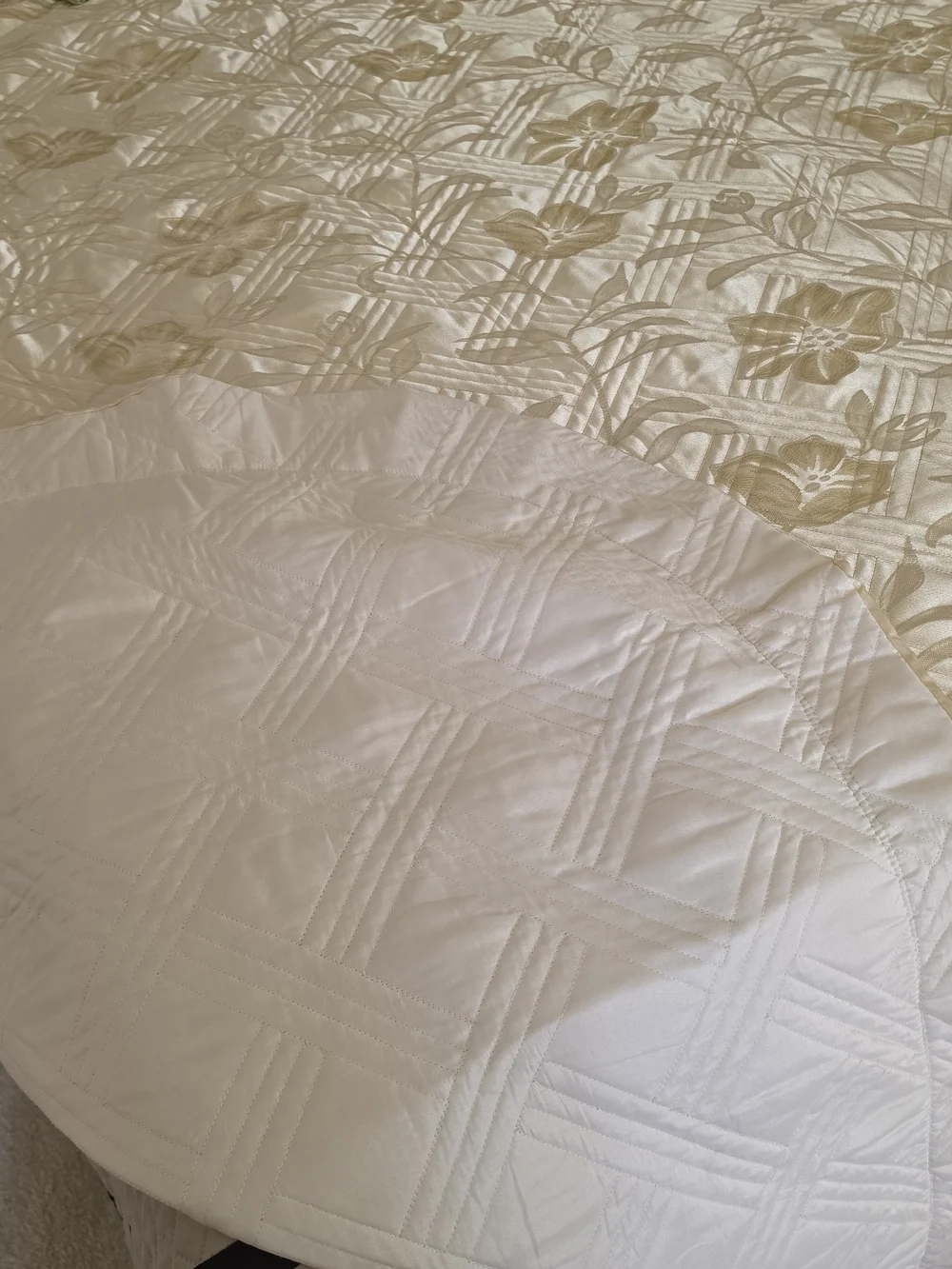 Luxury Cream and Sage Floral Quilted Bedspread Set